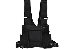 TOSUNY Walkie Talkie Cofre Bolsas de arnés de Bolsillo Ajustables Bolsa de Paquete Frontal Arnés de Cofre de Radio con Banda Reflectante Chaleco táctico para Exteriores Adecuado para policía
