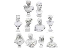 Artibetter 10pcs Greek Bust Statues Mini Head Statue God Goddess Figurine Replica Sculpture Resin Crafts for Sketch Practice Artist Home Office Decorations