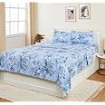 Amazon Brand - Solimo Super Soft 144TC Microfiber Complete Bedding Set with Comforter, Bedsheet, and Pillow Covers for All Weather/Seasons| Double Bed (Light Blue)
