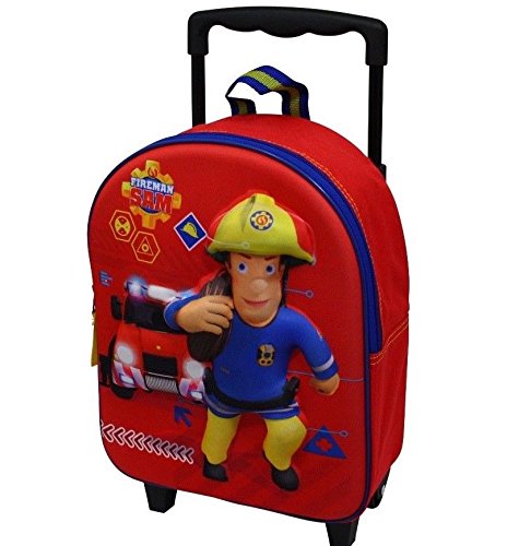 Preisvergleich Produktbild Feuerwehrmann Sam Trolley Rucksack Kindertrolley Koffer Tasche Jungen Rot 8639