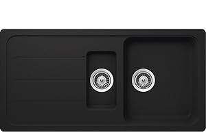 SCHOCK Formhaus D-150L Évier de cuisine, en granit, 100 x 50 cm, onyx, avec 1 bac et demi bac à partir de 60 cm de largeur