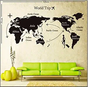 SYGA DIY World Trip Map Art Wall Sticker for Study Room