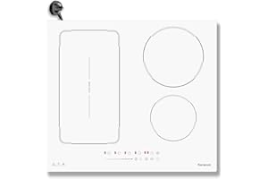 Karienvir Induction Hob White, Electric Hob 60cm 4 Zone, Induction Hob Plug in, 9 Power Level, Induction Cooktop with Keep Warm, Boost, Flexible Zone, Timer, Safe Lock, Pause, 2800W