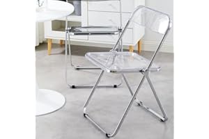 WILLONIN Transparent Chaise Pliante pour Banquet Conférence Fête - Fort Obuste Cadre Métal Acrylique Balcon Bains De Soleil Empilable, Stable Et Léger (Blanc)