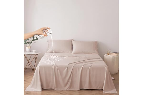 Dujuike 100 % vattentätt skydd eller insats för säng, madrasskydd för sängen, återanvändbart underlag, sänglakansskydd (Cal King/King size-säng 230–250 cm, kamel)