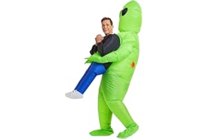BAJENA Déguisement extraterrestre vert extraterrestre Carry People pour Adultes Enfants Halloween Vert Carry Me Costume Drôle Blow Up Costume Cosplay pour Fête Carnaval Costumes