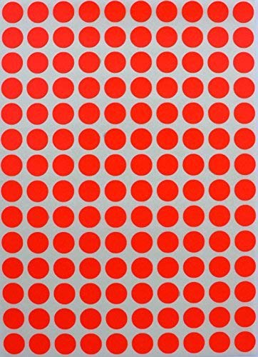 Royal Green Round Neon Colored Code Labels 10mm Circle Dot Stickers Red Fluorescent Color (1 cm) 700 Pack