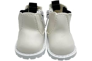 niannyyhouse Leather Shoes Length 5.5cm Suitable for 1/6 BJD 8in 20cm Plush Doll (White)