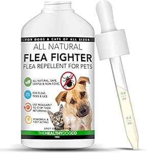 The Healthy Dog Co Solución para el Tratamiento y la prevención Natural de Las pulgas | Solución para Perros y Gatos | Mata, previene y controla Las pulgas, Las garrapatas y los piojos