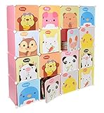 Kinder Kleiderschrank Garderoben Flur Dielen Schrank Regal Kinderschrank in Pink mit süßen Motiven