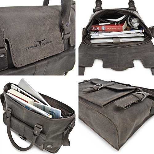 URBAN FOREST, Cntmp, Leder, Handtaschen, Messenger Bag, Businesstaschen, Aktentaschen, Laptoptaschen, Notebooktaschen, Umhängetaschen, DIN-A4, Natur-Leder, 39x29x10cm (B x H x T) - 5