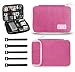 Produktbild JamBer Kabel Organizer Tasche Universal Elektronik Zubehör Tasche Nylon Reise Organizer Tasche für Kabel, Ladegerät, Ipad, Ipad Air,Adapter, Maus, mit 5 x kabelbinder,Kabeltaschen Rose rot