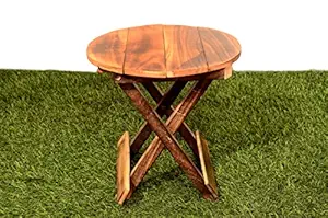 Amar imperial traders Wooden Folding Side Table | End Table | Plant Stand | Stool Living Room Kids Play Furniture Table Round Shape | Bedside Garden Stool | Coffee Table for Living Room