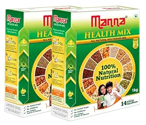 Manna Health Mix 2kg | 100% Natural Multigrain Nutrition Drink Kids | Multi Millet Health Drink Mix Powder 2kg (1kg x 2 Packs) | Sathu Maavu | Porridge