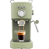 Cecotec Cafetera Espresso Compacta Power Espresso 20 Retro Green. 1100 W, 20 Bares, Vaporizador Orientable, Brazo Portafiltro