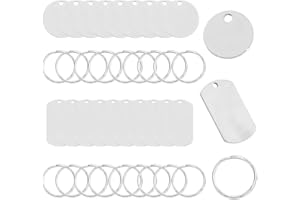 Hazrcvr Edelstahl Anhänger Blanko 20 Stück Hundemarken Rohlinge Dog Tags Schildform mit Loch Blank Stamping Tag Charms Leere Anhänger Schlüsselanhänger DIY Making Kit Rohlinge zum Lasern