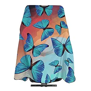 Haircut Cape Blue Butterfly 55 x 66, Barber Cape Hair Cutting Cape Professional Salon Cape with Closure Snap Hairdressing Apron for Hair Treatment/Coloring/Perming