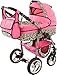 Chilly Kids Dino Pram & Pushchair Safety Set (car seat & ISOFIX base, rain cover, mosquito net, cup holder, swivel wheels) 15 Beige & Black