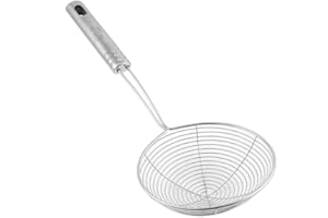 HOVEELUTY Écumoire de cuisine multifonction en métal, ustensile de cuisine, passoire à araignée, filtre de cuisson portable, filtre à friture, écumoire à araignée, passoire, louche, écumoire en fil d'acier inox