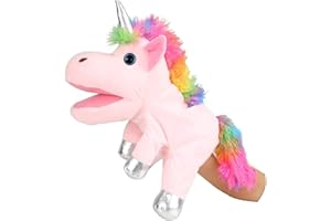 JUSTQUNSEEN Marionetta a mano con unicorno, unicorno, giocattolo per ragazze, bambole arcobaleno, unicorno per bambini, bambole per adulti, regalo unicorno