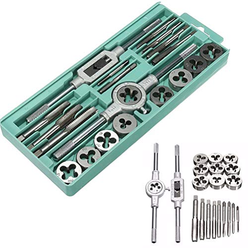 ANRUX 20 PCS Tap Die Set Metric/BS Hand Threading Tool Tungsten Carbide Screw Thread