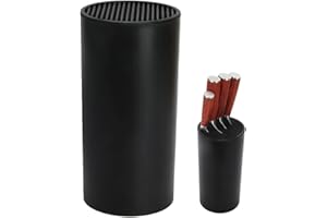 XEERUN Bloc à couteaux universel sans couteau-bloc à couteaux rond moderne, 17 fentes utilisables et conception de drainage, organisateur de ciseaux à couteaux pour placer des couteaux et des ciseaux