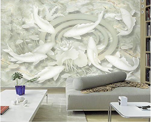 Sproudbz The Entire Seamless Large Wall Paintings Living Room Tv Background White Jade Carving More Than Every Year 3D Three-Dimensional Chinese Wallpaper 250Cmx175Cm