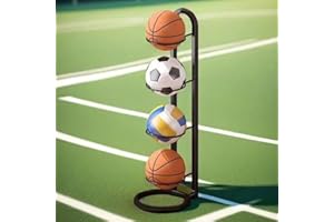 StyBtt Support Ballon Foot, Rangement Ballon Vertical, Support Ballon Basket en Métal, Support de Basket-Ball, Porte Ballon Basket Amovible, de Balle pour Football Basketball