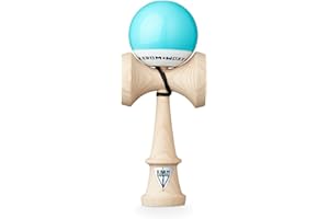 KROM - Kendama Pro Pop LOL Bleu Clair - Bilboquet Japonais - Jouet en Bois pour Adulte et Enfant - Pack : Ficelle de Rechange + Stickers offerts