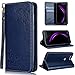 Produktbild SMART LEGEND Lederhülle für Huawei Honor 8 Ledertasche Hülle PU Leder Flip Schutzhülle Retro Schmetterling Blumen Rose Muster im Bookstyle Folio Wallet Brieftasche mit Eingebautem Magnet Smart Case Backcover Handyhülle Kompletter Schutz Cover Tasche mit Standfunktion und Karte Halter - Blau