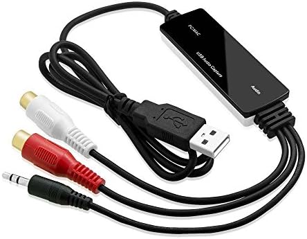 InVaFoCo USB Audio Capture Device Cassette Tape to MP3 Converter Digital Audio Converter for Mac OS / Windows / Tape Recorder, Transfer Tapes/ Cassettes/ Vinyl/ Old LP to PC Computer