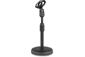 Vonyx TS03 Soporte de micrófono para mesa, color negro, soporte de micrófono regulable en altura, con pinza orientable, pie universal y antideslizante, ideal para streaming de audio o conferencias