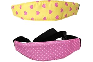 ALMLWIAJ 2PCS Kids Safety Head Support, Baby Kids Safety Head Support Hugger, Car Seat Adjustable Head Strap, Used to Protect The Safety of Child Car Seats (Yellow-Pink)