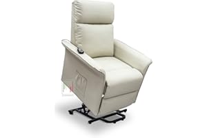 Stil Sedie Poltrona Relax alzapersona reclinabile elettrica in ecopelle per Anziani con telecomando con 2 rotelle posteriori con tasca laterale modello Nancy colore (Beige)