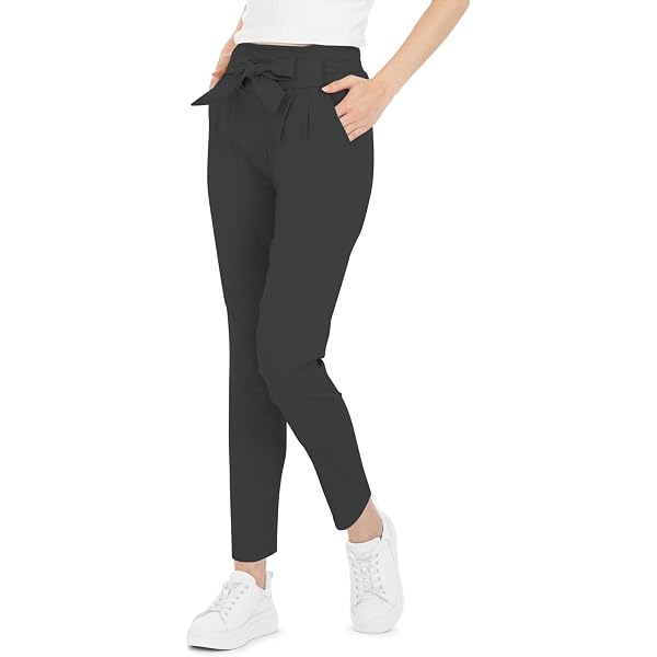 Pantalon Chino Stretch Pour Femme Kendindza - Tissu élégant Et Confortable - Coupe Ajustée - Avec Ceinture - Idéal Bureau Et Loisirs - 4