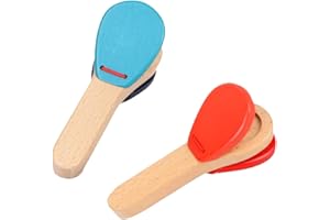 MEISH 2pcs Wooden Castanet Clapper Educational Early Learning Musical Percussion Wooden Castanets Board Music Education Toy Instruments Toys for Kids (Random Color)