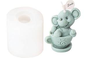JS MOLD Moule à bougie en silicone en forme d'animaux 3D, ours tasse, éléphant, moule en silicone, moule à savon, bougies animales, moules pour la fabrication de bougies, savons, décorations de