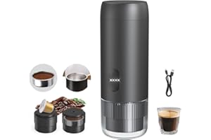 OrkeyDolk Machine à expresso électrique portable 2 en 1 - Machine à café de voyage pour camping - Machine à café de voiture avec USB-C - Compatible avec le café en poudre et les capsules - Pour