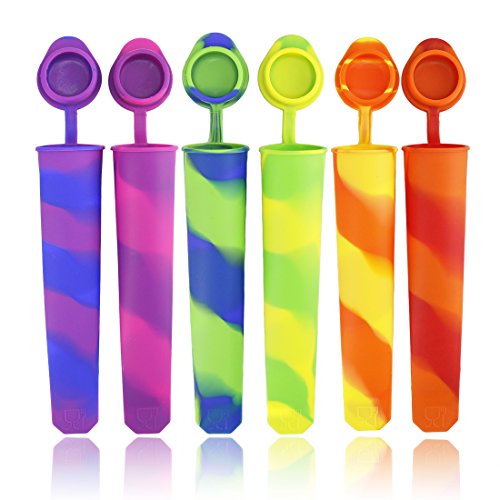 Joyoldelf 6 Stück Kitchen Silikon Eis am Stiel Eislutscher Formen,Ice Pop Maker Formen Set – 100% Lebensmittel Silikon- BPA frei - 2