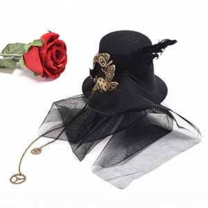 BLESSUME Mini Parte Superior Sombrero Fiesta Sombrero Bailando Cóctel Pluma Velo Cabello Acortar (Negro 1)