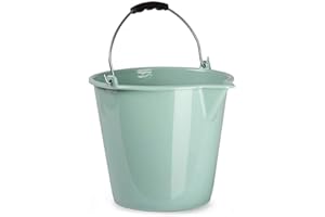 CABLEPELADO Cubo de Limpieza Plástico para Jardín y Uso Doméstico, 9 Litros, 25 cm Alto x 31 cm Diámetro, Asa de Agarre, Verde
