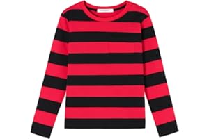 DYBKER Boys Girls Cotton Long Sleeve Striped T-Shirts Kid Tee Age 4T 5 6 7 8 9 10 11 12 Crew Neckline Shirt