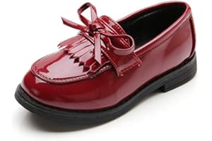 BININBOX Mocassini Bambina in Pelle Scarpe da Bambina Stile Britannico con Fiocco.