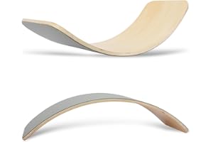 WOODENFUN Planche d'équilibre en bois pour enfants - Feutre antidérapant - Jouet Montessori à partir de 3 ans - Jouet d'équilibre pour enfants à partir de 3 ans (83 x 30 x 1,5 cm)