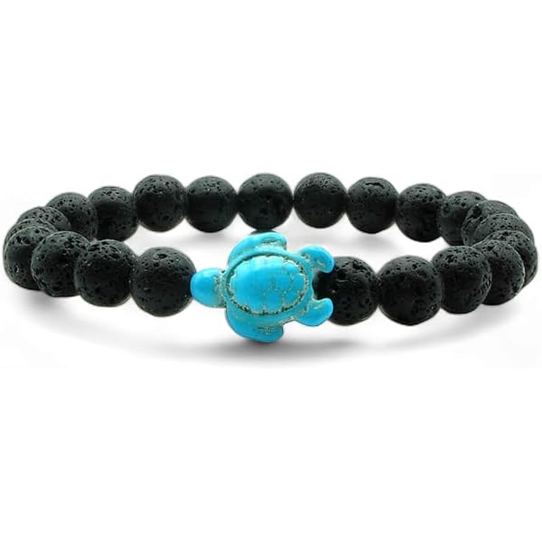 Bracelet Perles Tortue Avec Suivi GPS Virtuel - Application De Traçage, Certificat Personnalisé, élastique 15-25 Cm - Cadeau Engagé