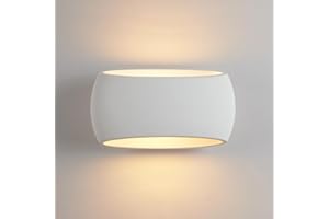 HARPER LIVING Wall Lights, Modern Large Plaster Wall Wash Lighting, 40W E27 ES, Indoor Wall Sconce Lamp with Ceramic Shade, Wall Mounted Light for Bedroom, Living Room, Hallway-Length 30CM