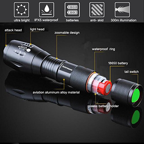 Binwo Superhelle 2000 LM Wiederaufladbaren Handheld LED Taschenlampe (Akku und Ladegerät im Lieferumfang enthalten) - 2