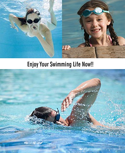 Schwimmbrille Antibeschlag,Laufen 100% UV-Schutz kein Spiegelbeschichtete Linsen Auslaufen Taucherbrille Silikonband mit Schnellverschluss Einstellbare , Geschenke Nasenklammer,Ohrstöpsel & Badekappe - 7