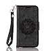 Produktbild Lonchee Apple iPod Touch 5/6 Wallet Tasche Brieftasche Schutzhülle ,Mandala Blumenmuster geprägt Muster Design Hochwertige PU Leder Folio Tasche Case Hülle im Bookstyle mit Standfunktion Kredit Kartenfächer (schwarz)