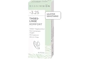 MAGNIVISION Tageslinsen Komfort weiche Kontaktlinsen für -2,75 Dioptrien | 8 Stück | BC 8.6 | DIA 14.2 | Kontaktlinse mit Hyaluron und UV-Filter für empfindliche Augen | ohne Konservierungsstoffe
